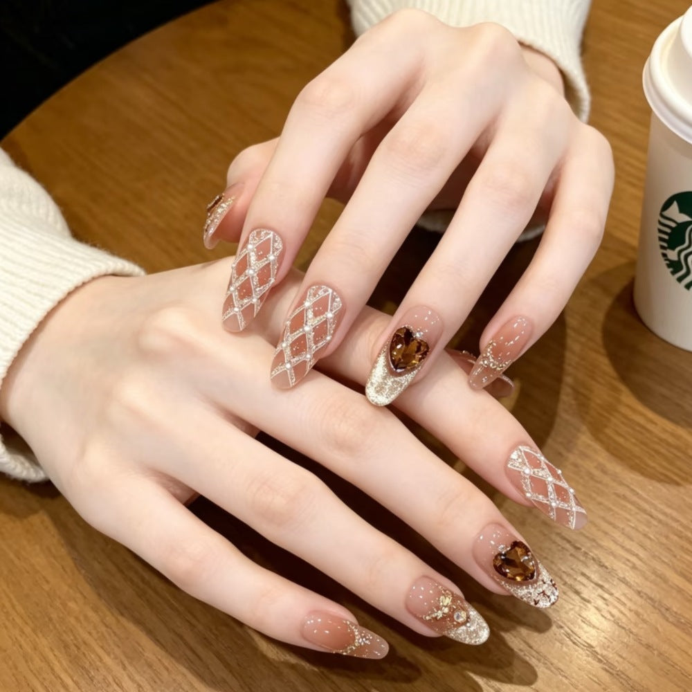 Glamorous Crystal-Embellished Press-On Nail Set Stornfield