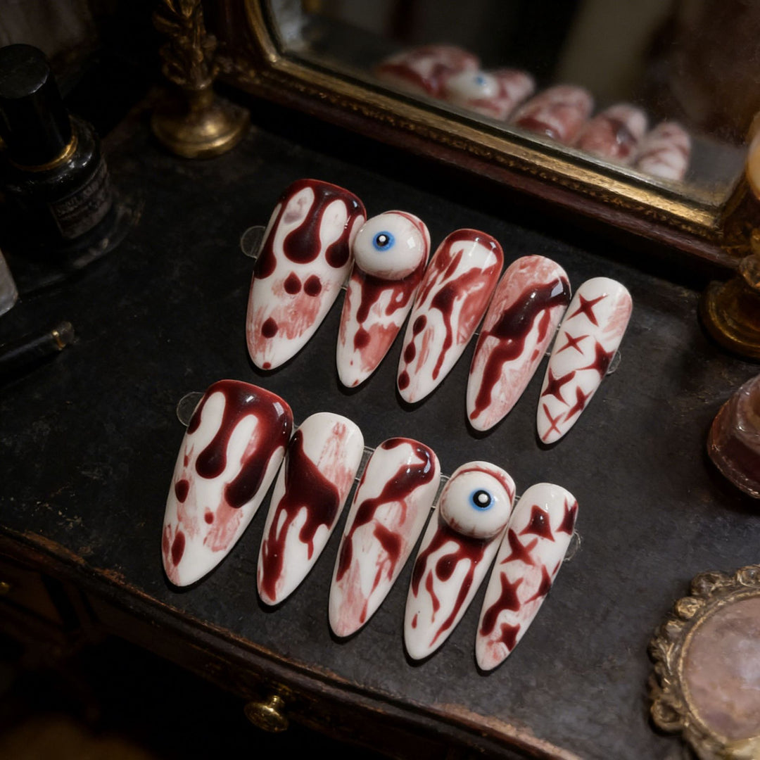 Artistic Horror-Themed Press-On Nail Set