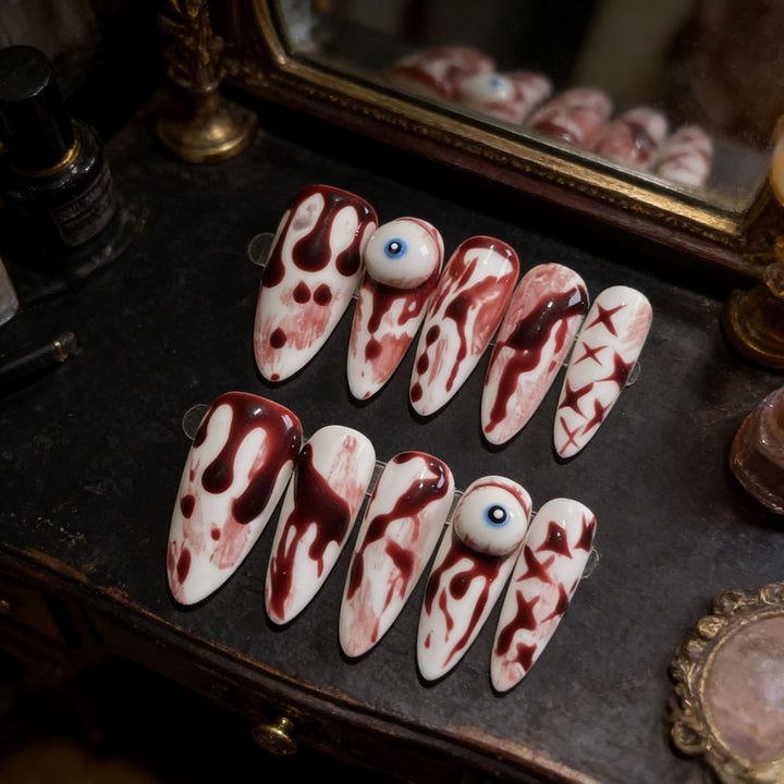 Artistic Horror-Themed Press-On Nail Set