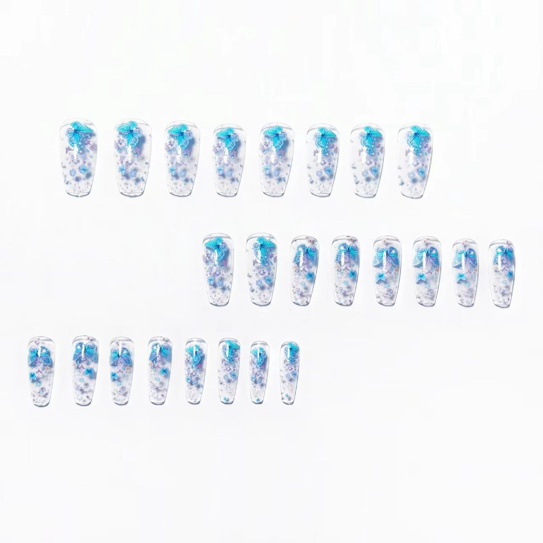 Creative press-on nails with shimmering butterfly design Stornfield