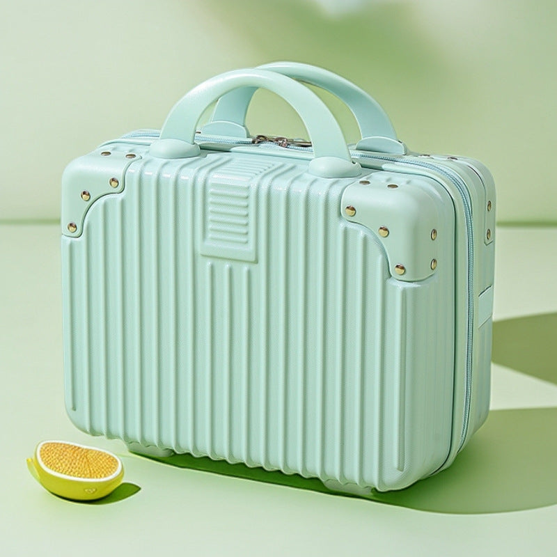 structured hard-shell vanity travel case with faux-leather corner reinforcements and dual top handles Stornfield