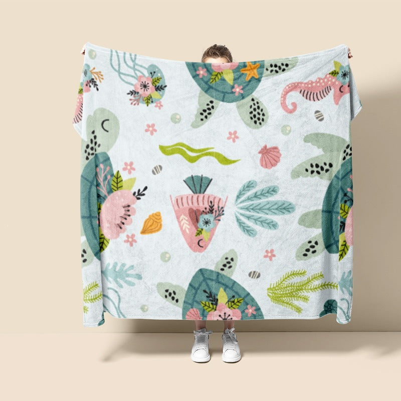 Plush Turtle-Themed Throw Blanket