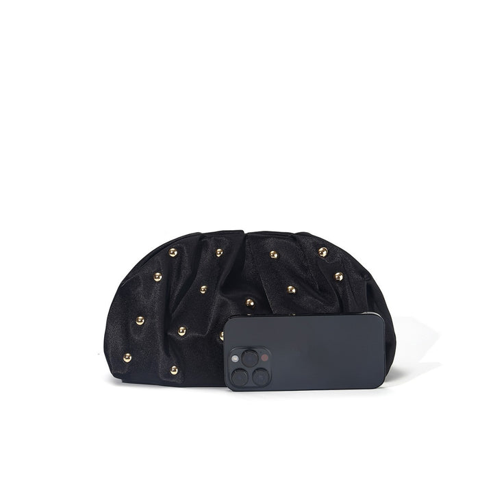 Textured Evening Clutch with Gold Accents