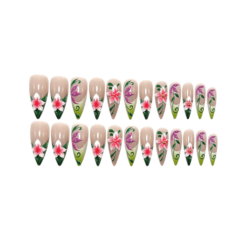 Artificial nails with intricate floral pattern and elegant gradient Stornfield