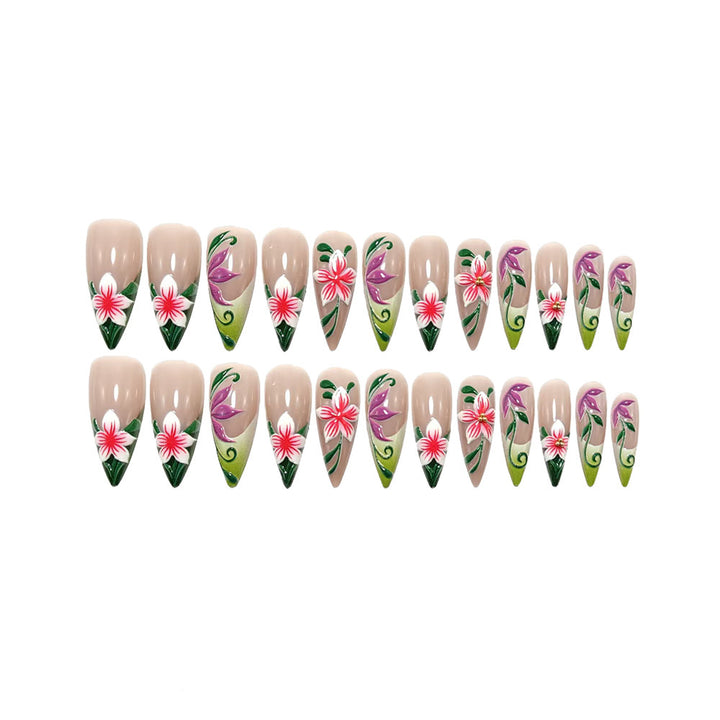 Artificial nails with intricate floral pattern and elegant gradient Stornfield