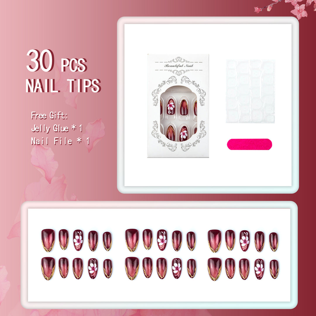 Artistic Floral Accent Press-On Nails