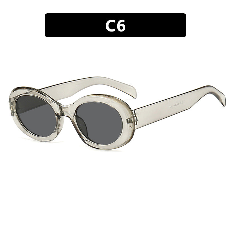 Women's fashionable sunglasses in original oval design with transparent frame and UV protection Stornfield