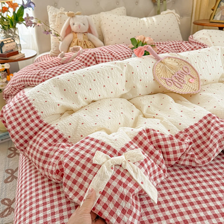 Cozy Quilted Gingham Duvet Cover Set