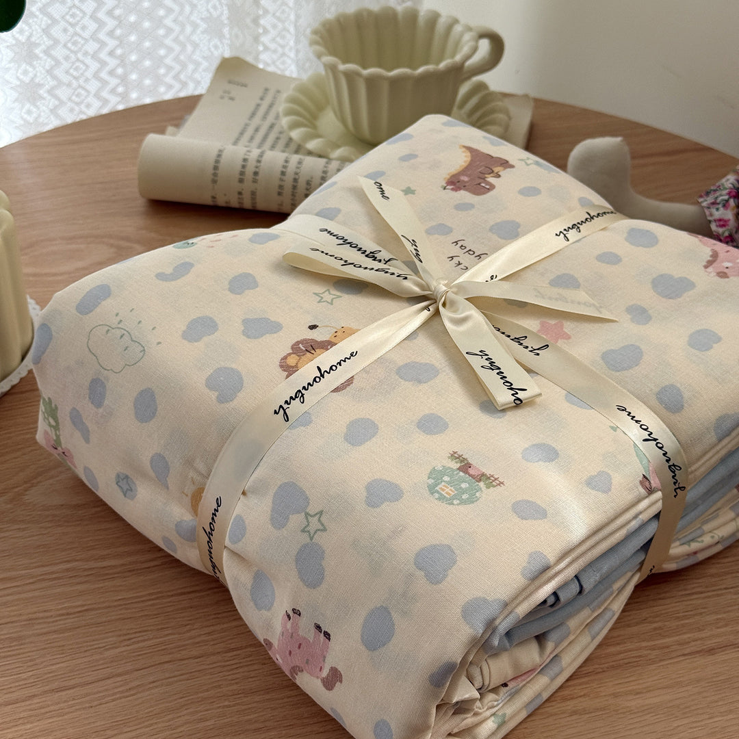 Floral-Print Cotton-Linen Duvet Cover Gift Set with Reversible Finish and Deep-Corner Ties