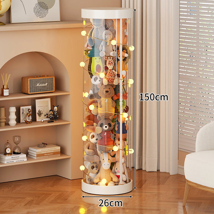 Tall Transparent Cylindrical Plush Toy Display & Storage Tower