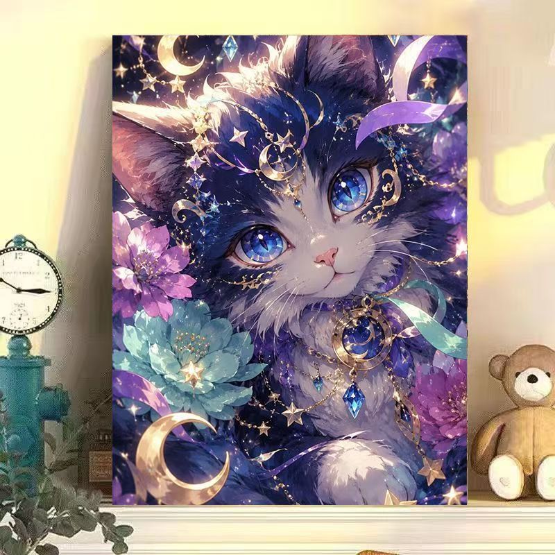 Cosmic Cat Illustration Wall Art Stornfield