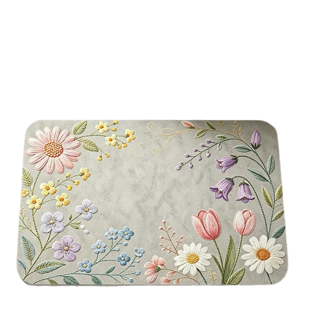 Floral Design Memory Foam Bath Mat