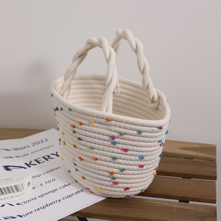 Decorative cotton basket bag Stornfield