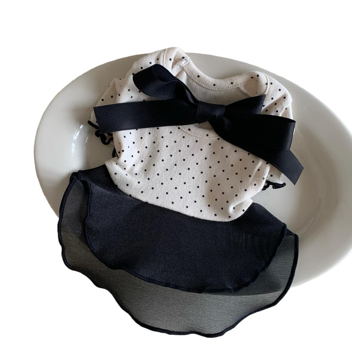 Polka Dot Chiffon Pet Dress with Grosgrain