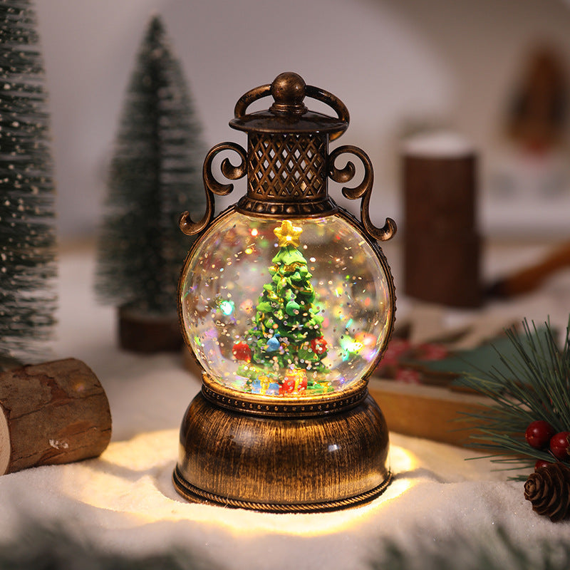 Nostalgic Christmas lantern with movable snowman scene Stornfield