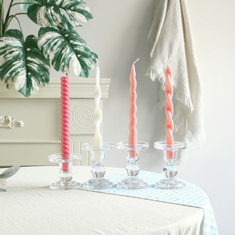 Sculptural Ribbon-Twist Taper Candle Set