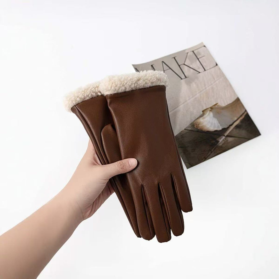 Luxurious Faux Fur Cuff Leather Gloves Stornfield
