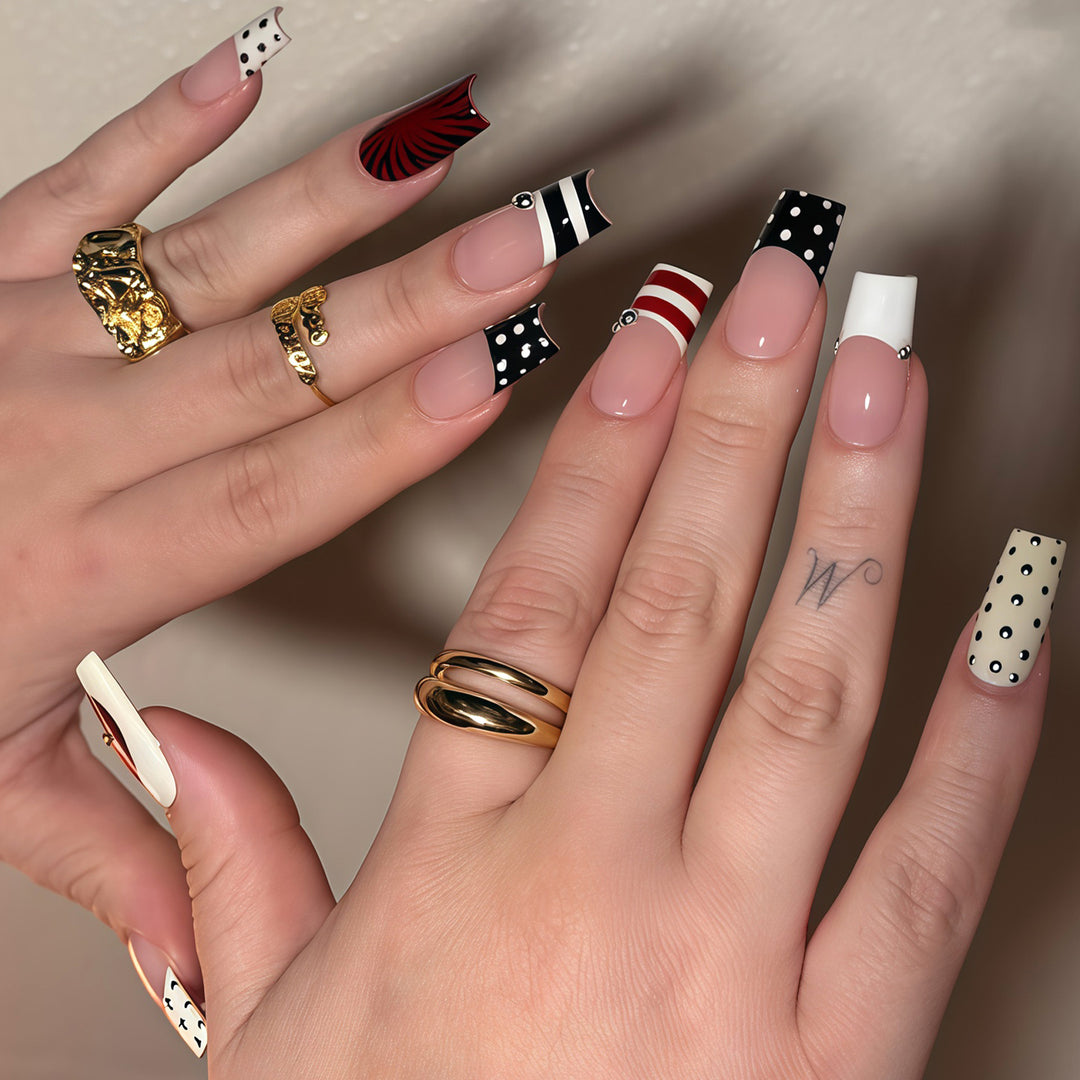 Decorative French Tip Nail Art Extensions Stornfield