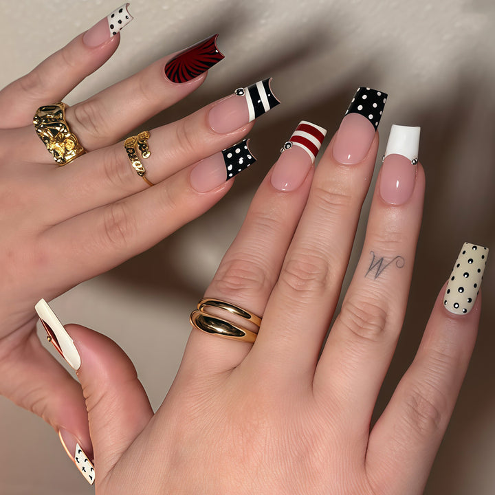 Decorative French Tip Nail Art Extensions Stornfield