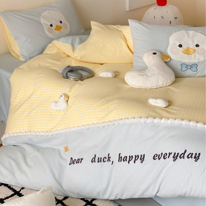 Children's Duck-Themed Cotton Sateen Duvet Cover & Comforter Bedding Set