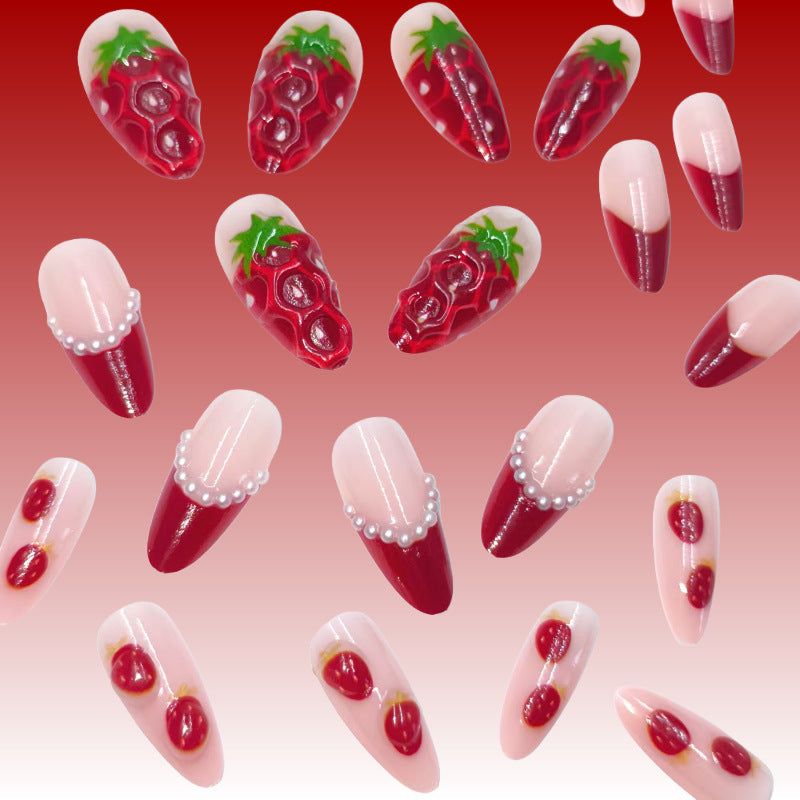 Artistic Nail Tips with Strawberry Design Stornfield
