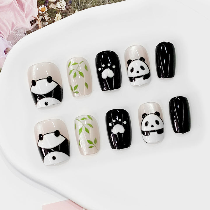 Creative art nails with panda design Stornfield