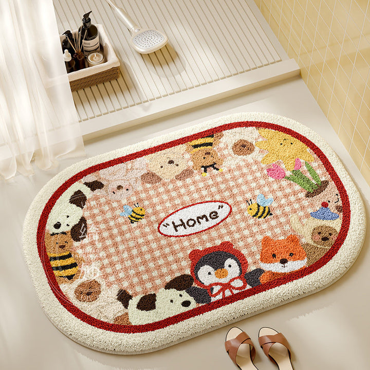 Cute Animal-Themed Plush Bathroom Rug