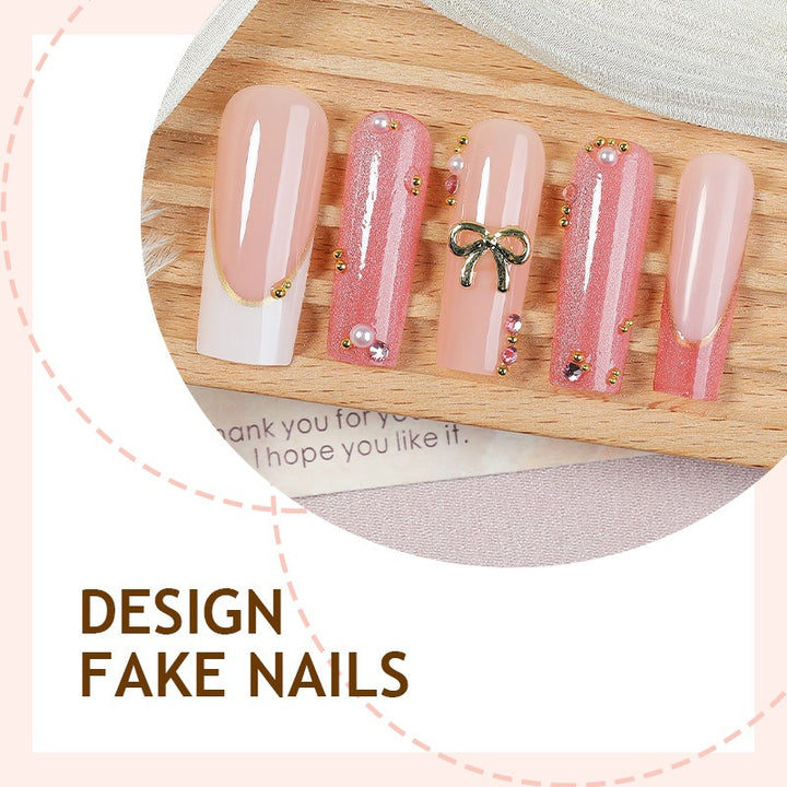 Acrylic nail set with elegant glitter and 3D accents Stornfield