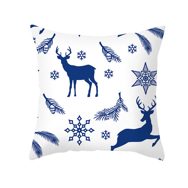 Festive Santa Silhouette Square Cushion Cover with Snowflake Border and Concealed Zipper