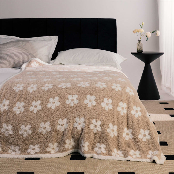 Extra soft fluffy blanket with teddy finish and floral relief