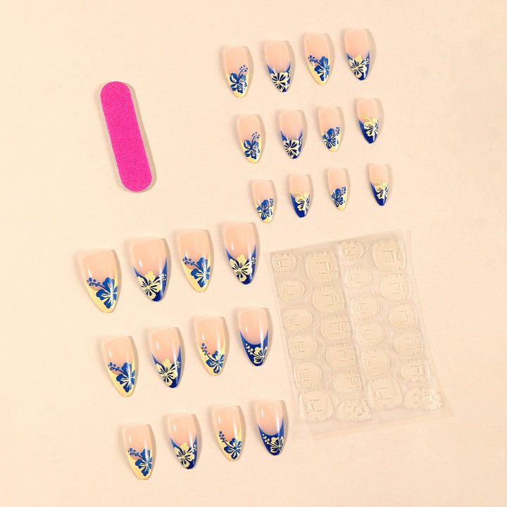 Floral Art French Tip Nail Set Stornfield
