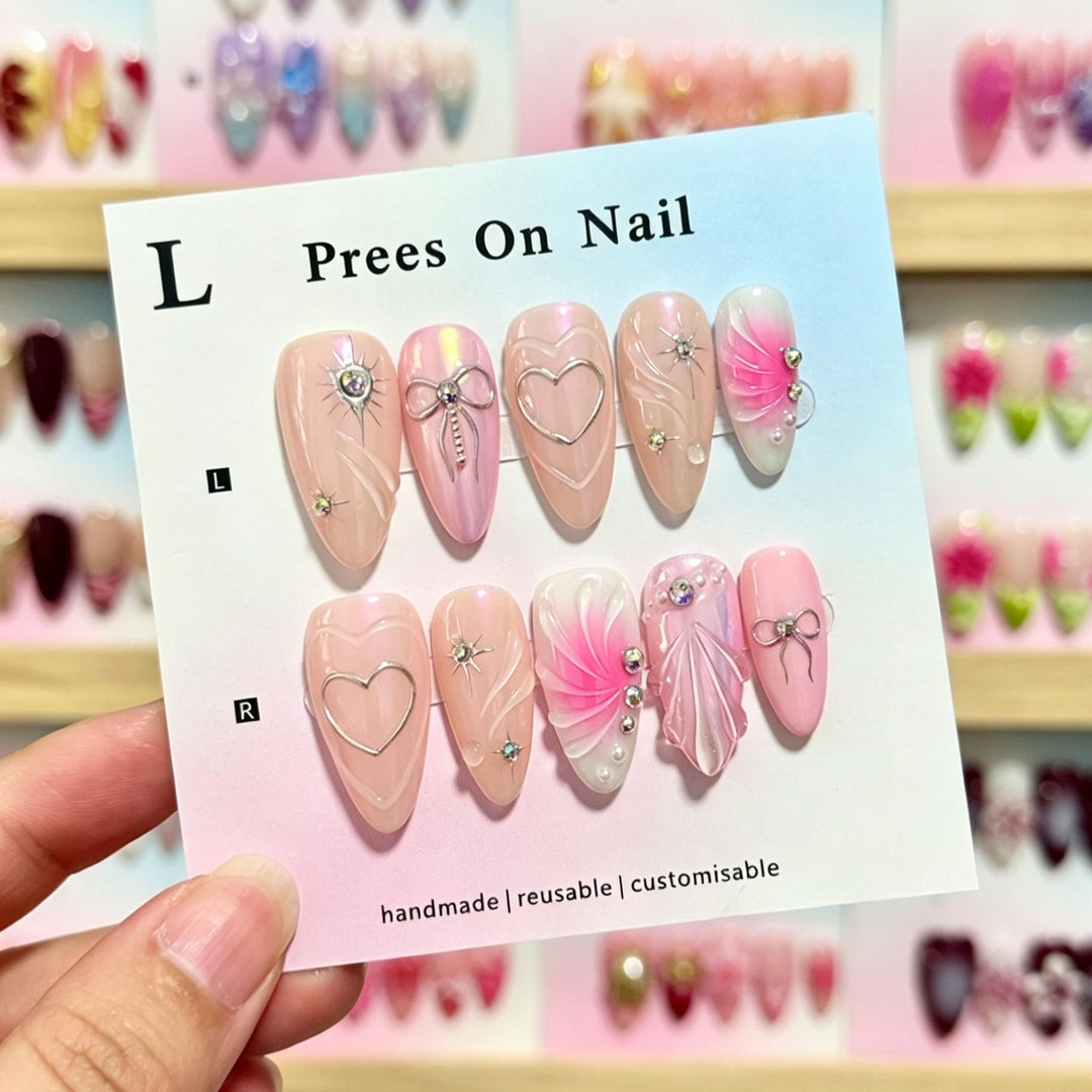 Handmade Floral Design Press-On Nails Set