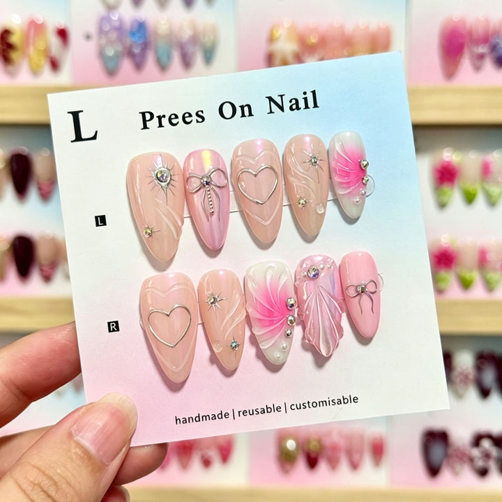 Handmade Floral Design Press-On Nails Set