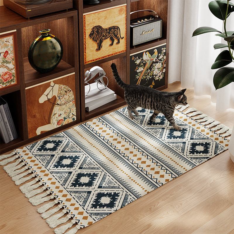 Decorative Area Rug with Fringed Edges Stornfield