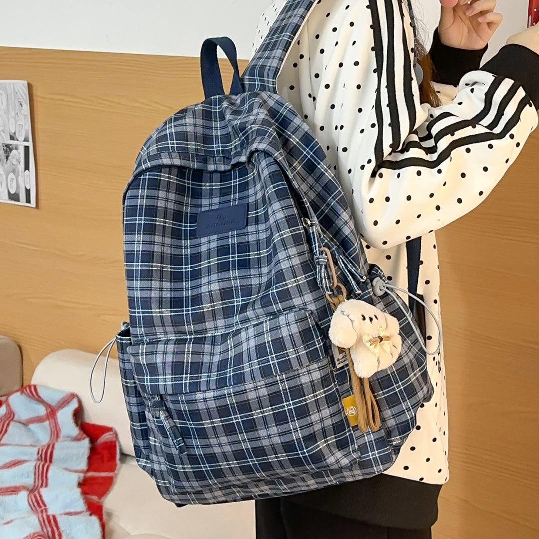 Stylish Plaid Patterned Backpack Stornfield