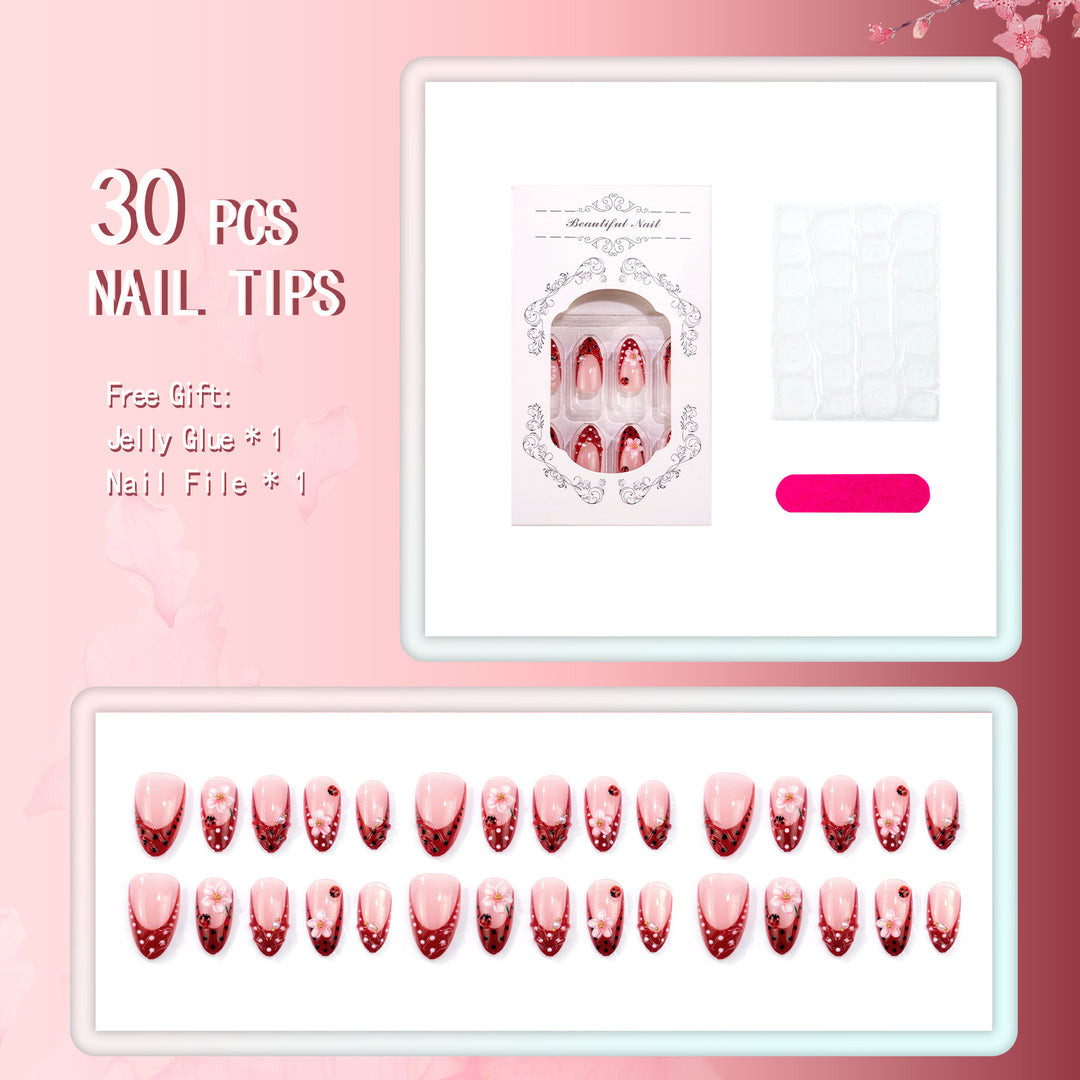 Floral-Patterned Press-On Nail Art Set