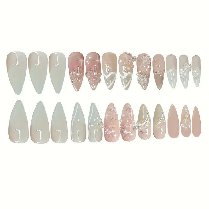 Artistic 3D Floral Acrylic Press-On Nails Stornfield
