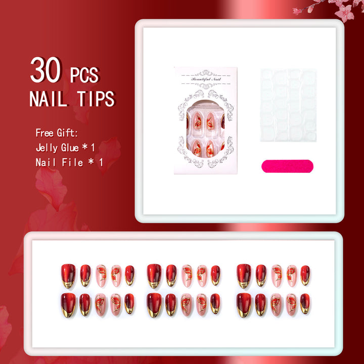 Elegant Floral Design Press-On Nail Set