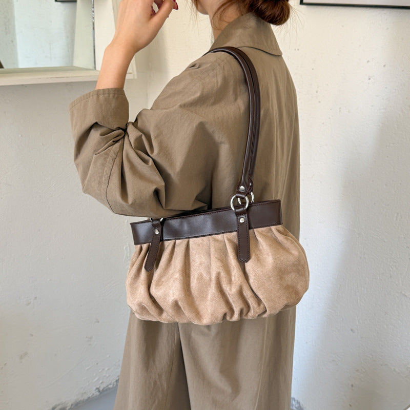 Gathered Suede Handbag