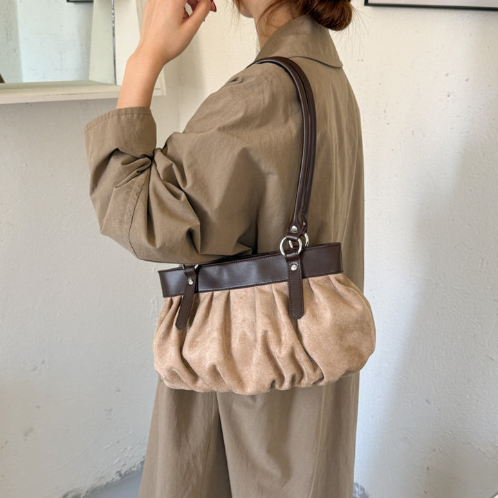 Gathered Suede Handbag