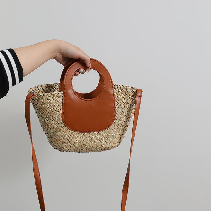 Fashionable handbag with combined leather handle Stornfield