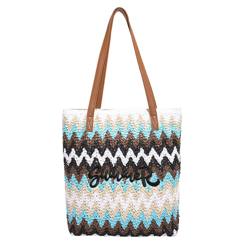 Boho Woven Straw Tote Bag