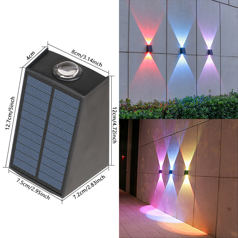 Angled Bi-Directional Solar LED Wall Uplight-Downlight With Integrated Photovoltaic Panel And Prism Lens Stornfield