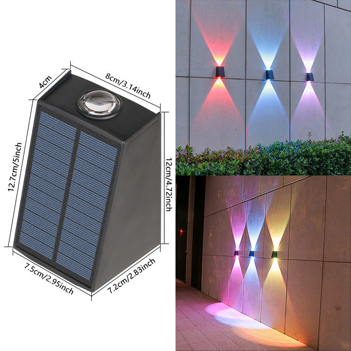 Angled Bi-Directional Solar LED Wall Uplight-Downlight With Integrated Photovoltaic Panel And Prism Lens Stornfield
