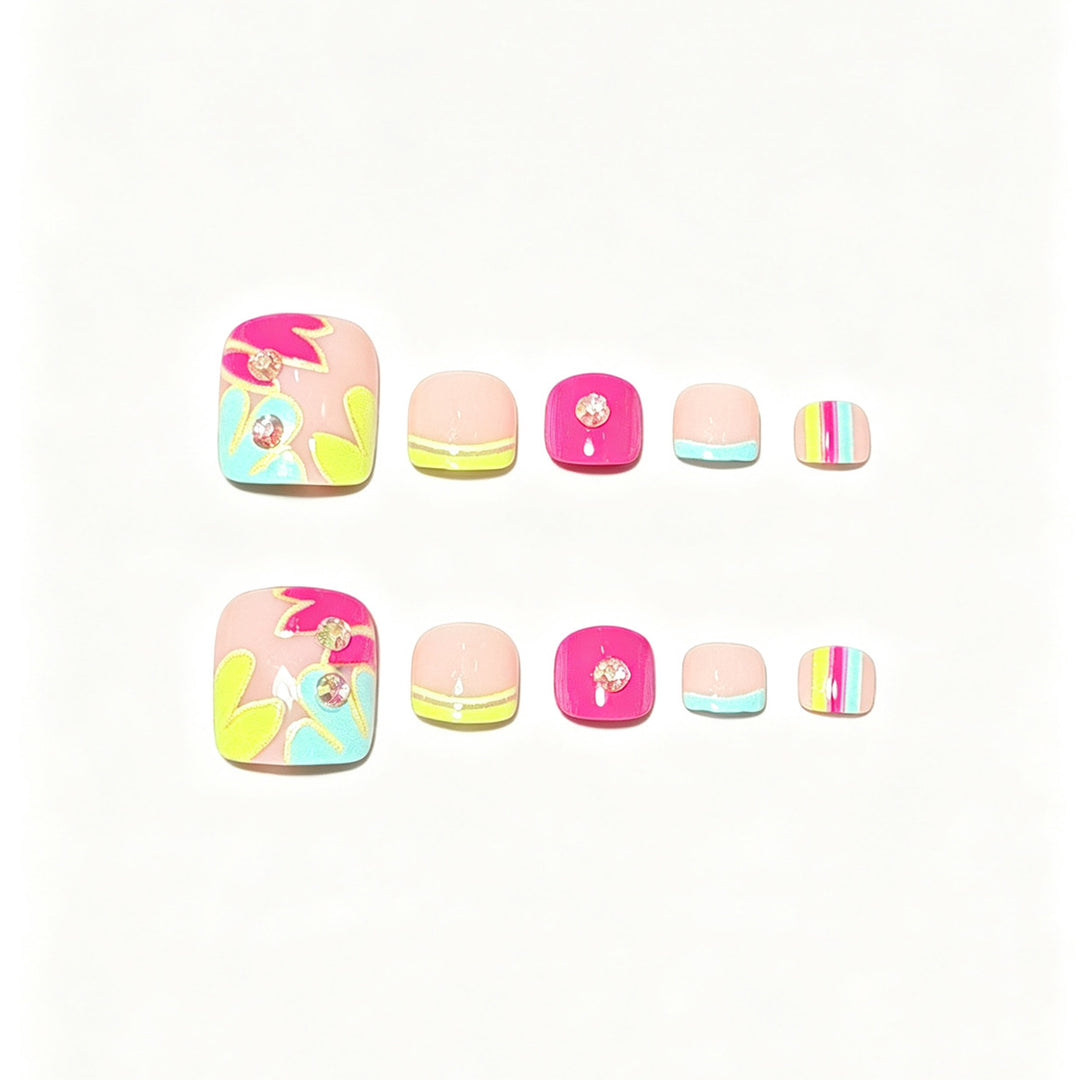 Vibrant Floral Design Press-On Nail Art Stornfield