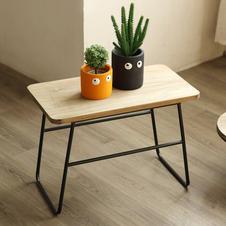 Modern wooden stool with metal frame Stornfield