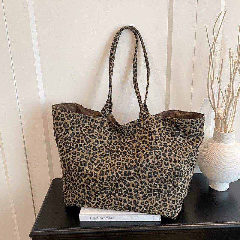 Spacious Leopard Print Tote Bag