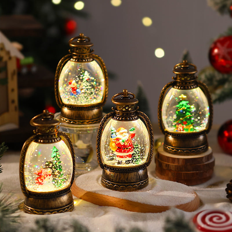 Nostalgic Christmas lantern with snowman scene Stornfield