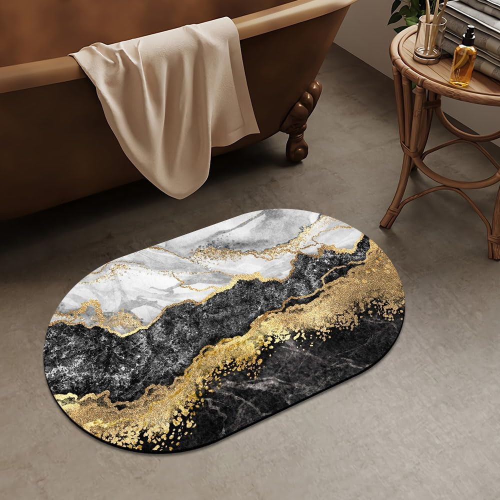 Luxurious Abstract Marble Design Bath Mat