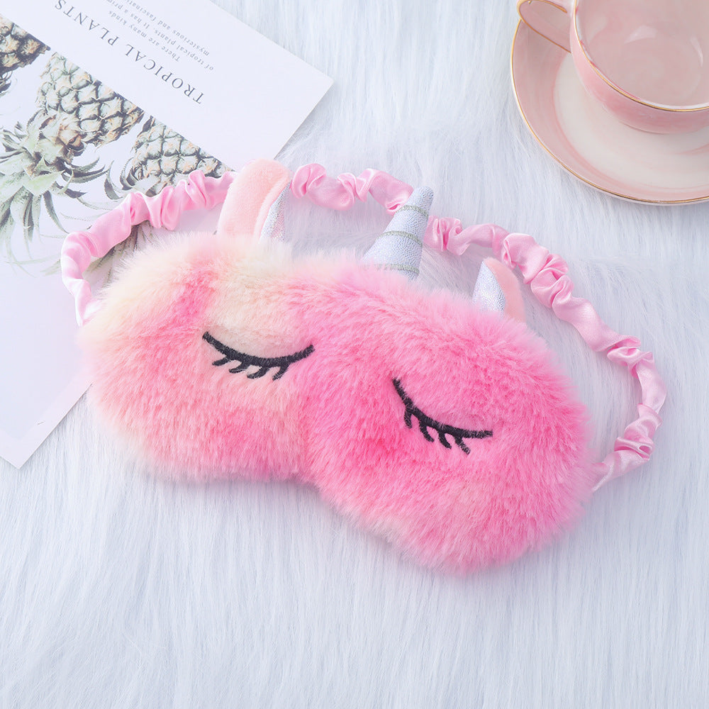 Ladies nan cozy unicorn sleep mask with embroidered eyelashes, soft plush and elastic ruffled ribbon Stornfield